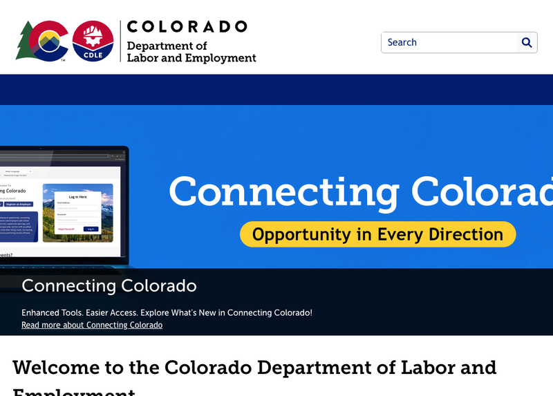 Screenshot of cdle.colorado.gov